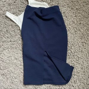 (4/$20) Navy Blue Front Slit Pencil Skirt